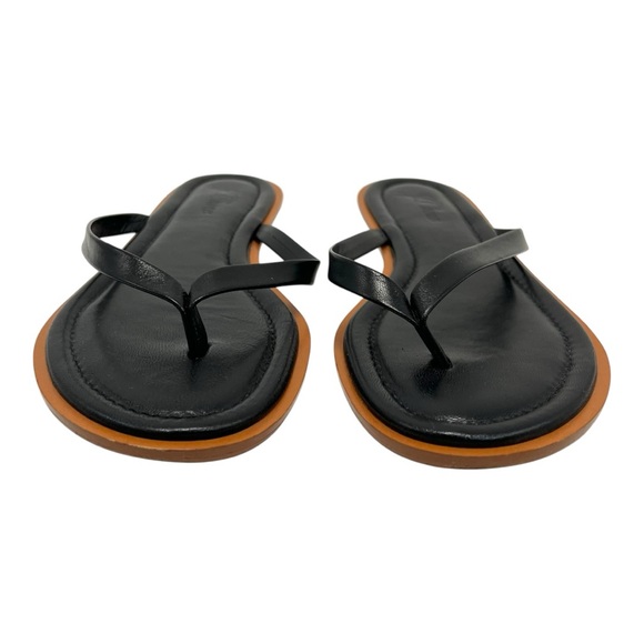 J. Crew Sorrento Black Leather Thong Slip On Casual Minimalist Sandals Women’s 9 - Picture 4 of 14